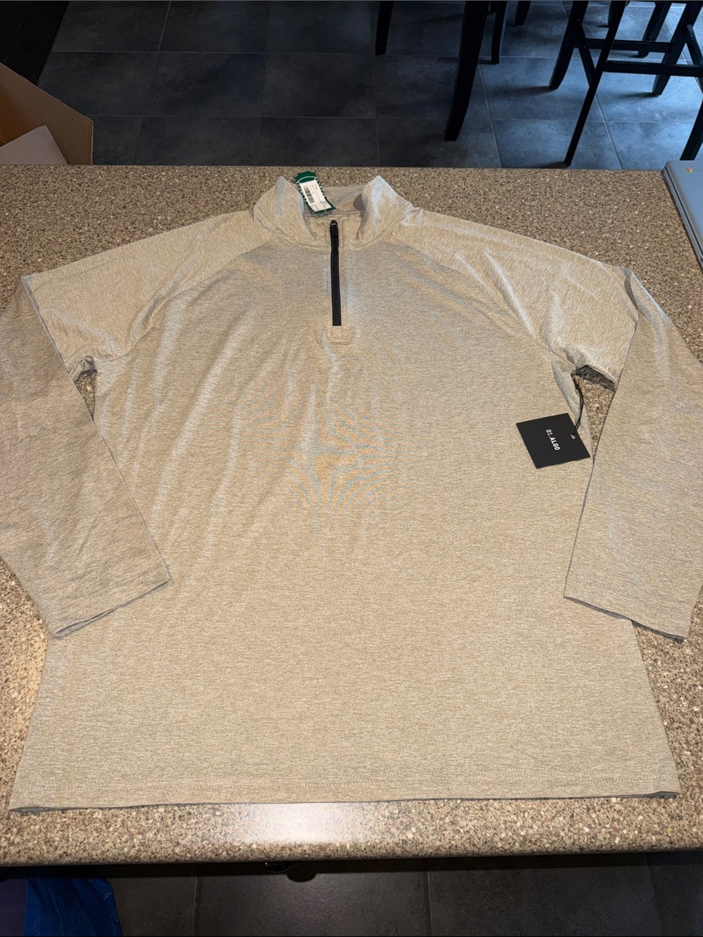 01.Algo Men's Heather Gray Quarter-Zip Performance Pullover